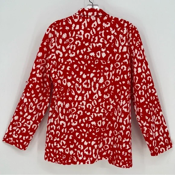 Andree By Unit Blazer Womens Small Red Cheetah Print Long Sleeve w/Roll Up Tabs - Picture 4 of 12
